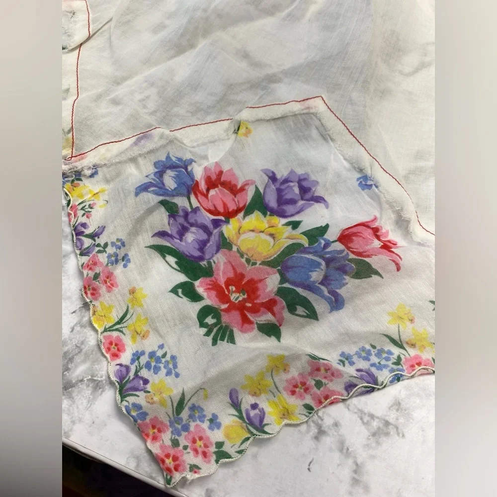 Vintage White Sheer Floral Cooking Kitchen Waist Apron with Pocket